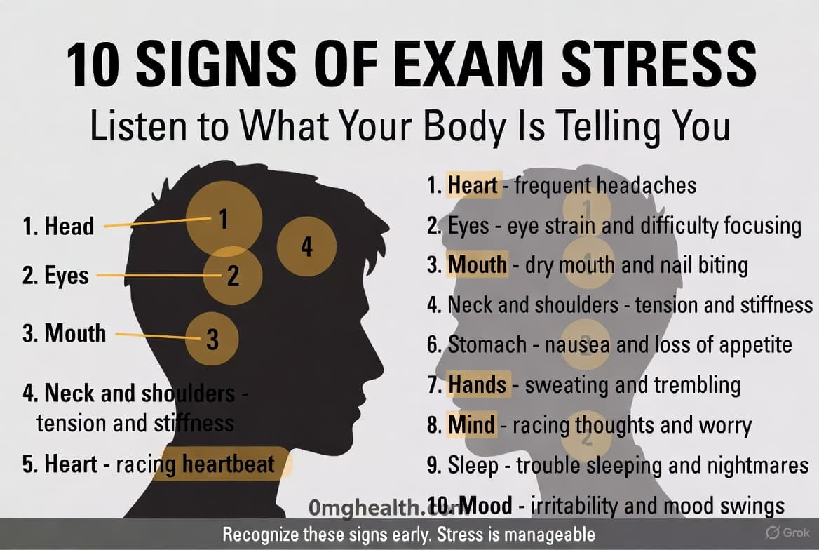 exam stress Management symptoms and warning signs in students including anxiety sleep problems and poor concentration