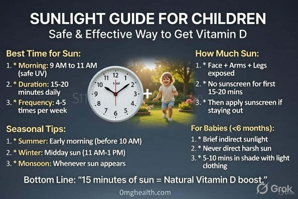 Bacchon ke liye suraj ki roshni Vitamin D ka natural source outdoor playing child sunlight