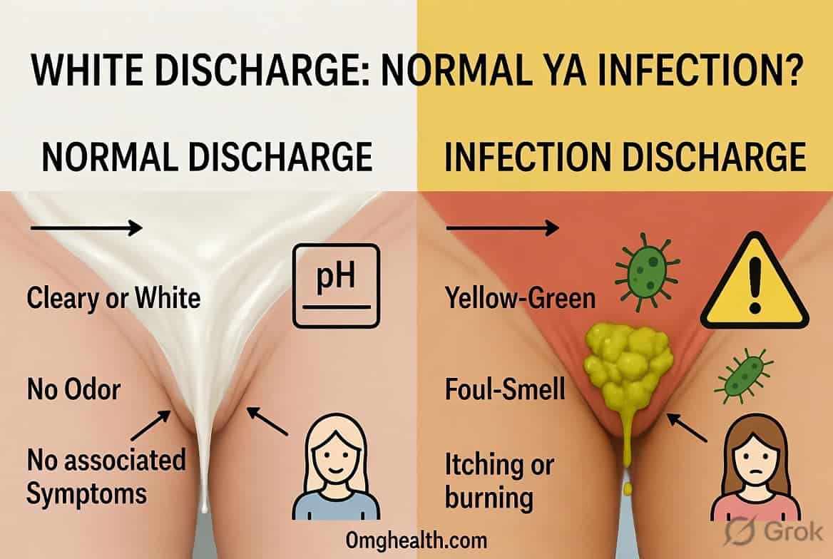Difference between healthy discharge and infection discharge chart