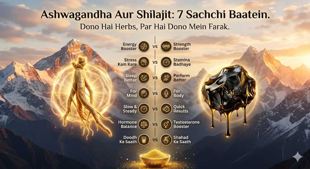 Ashwagandha aur Shilajit saath lena — dose timing synergy side effects complete Hindi guide