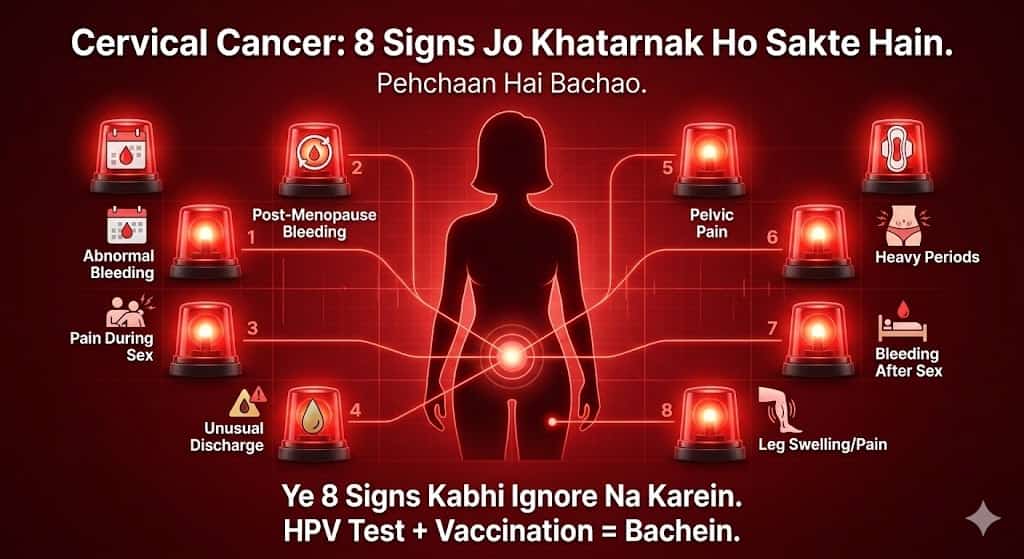 Cervical cancer ke 8 early signs jo ignore nahi karni chahiye — HPV Pap smear complete Hindi guide