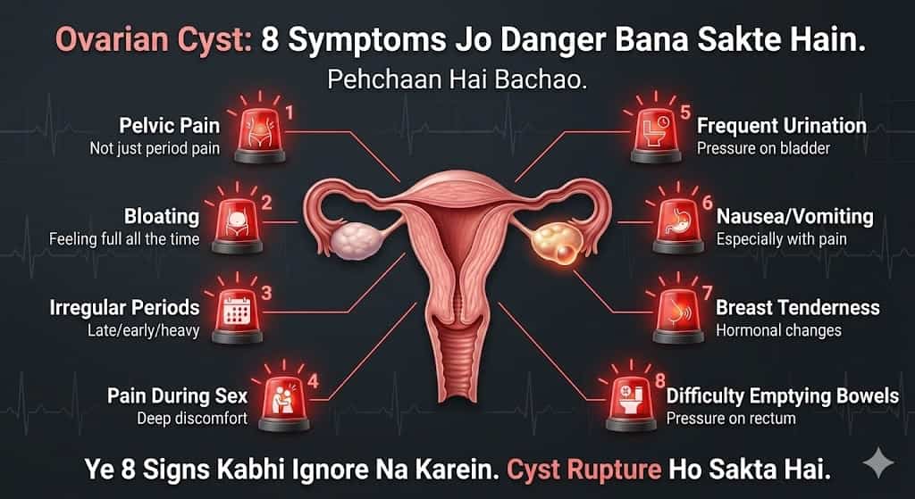 Ovarian cyst ka matlab cancer nahi hota — lekin kuch symptoms zaroor jaanne chahiye.