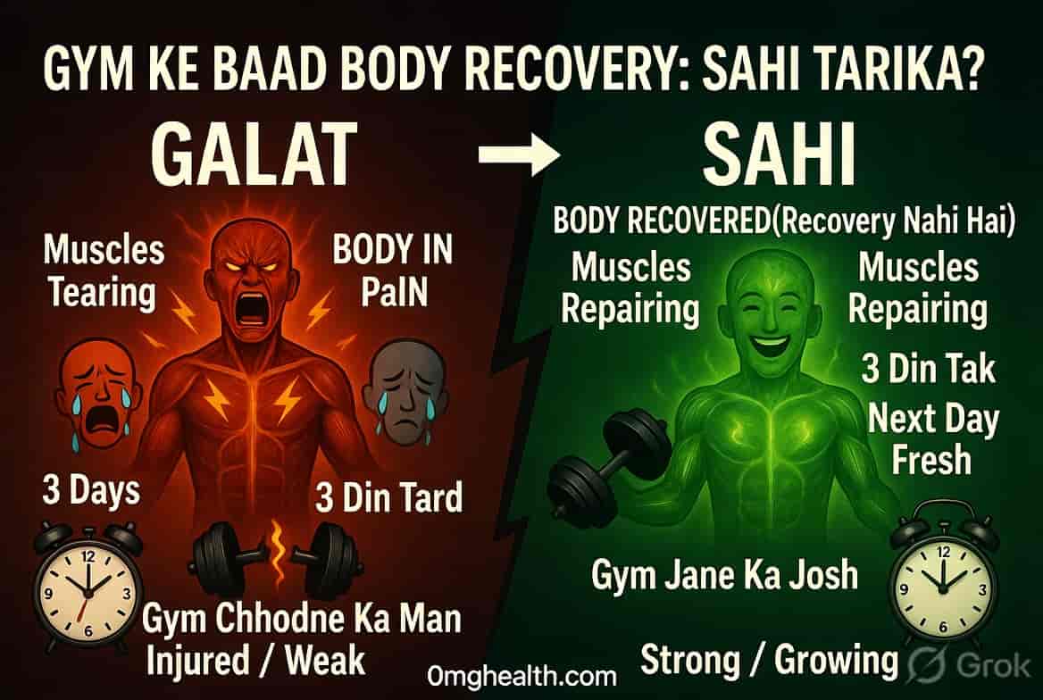 Gym ke baad body recovery — diet rest protein neend complete Hindi guide