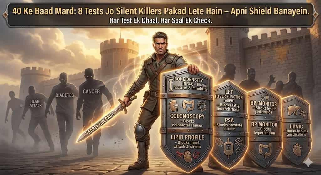 40 ke baad mard ki health check hindi — 8 silent killer tests jo har saal zaroori hain