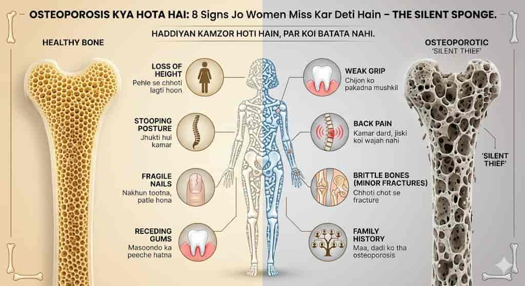 osteoporosis kya hota hai women hindi — 8 signs T-score guide DEXA scan