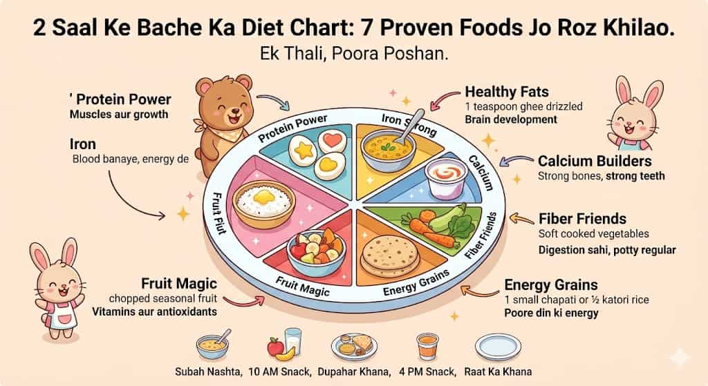 2 saal ke bache ka diet chart hindi — 7 zaroori foods roz khilane chahiye