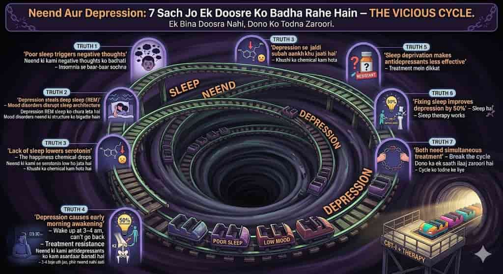 depression aur neend ka connection hindi — cycle kaise todein lifestyle changes chart