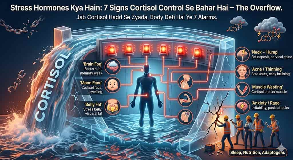 stress hormones kya hote hain cortisol hindi — 7 signs HPA axis diagram