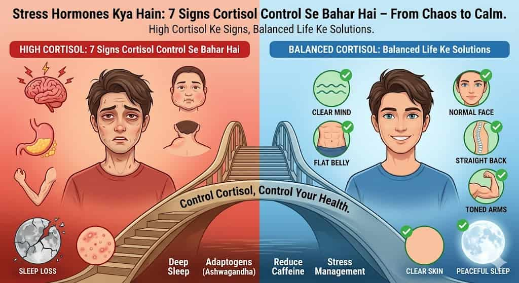 stress hormones kya hote hain cortisol hindi protocol — ashwagandha breathing sleep caffeine