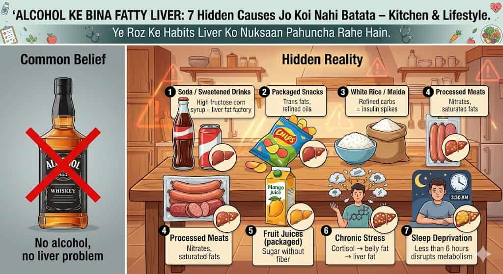 alcohol ke bina fatty liver kyun hota hai hindi — 7 hidden causes NAFLD stages