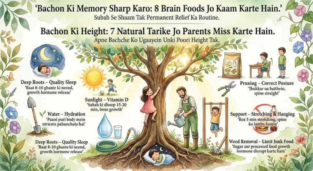 bachon ki height badhane ke natural tarike hindi — 7 proven methods nutrition neend exercise