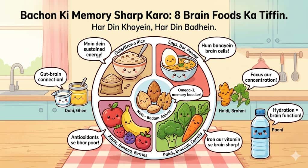 bachon ke liye brain foods hindi meal plan — age wise daily diet chart memory ke liye