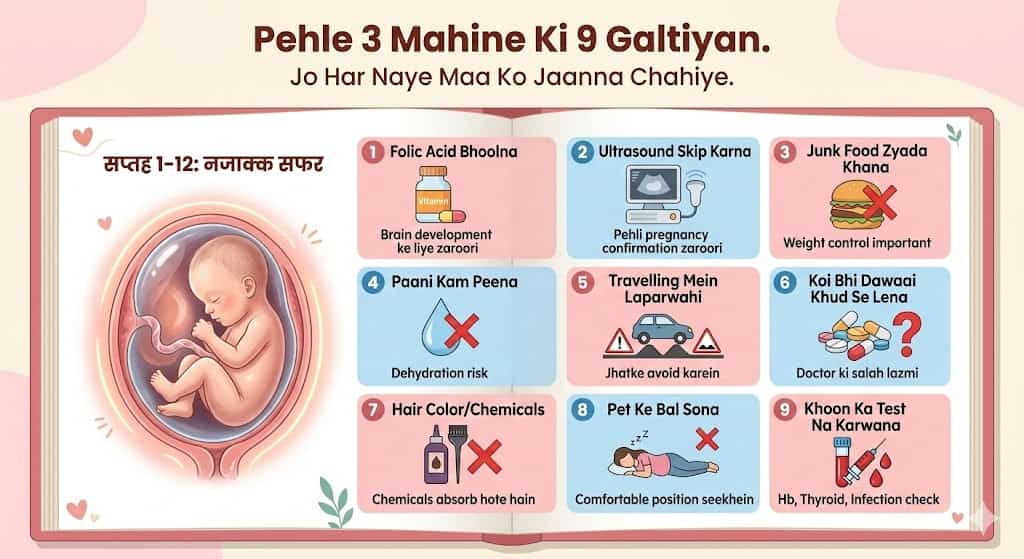 pregnancy pehle 3 mahine diet kya khayein kya avoid karein first trimester hindi guide